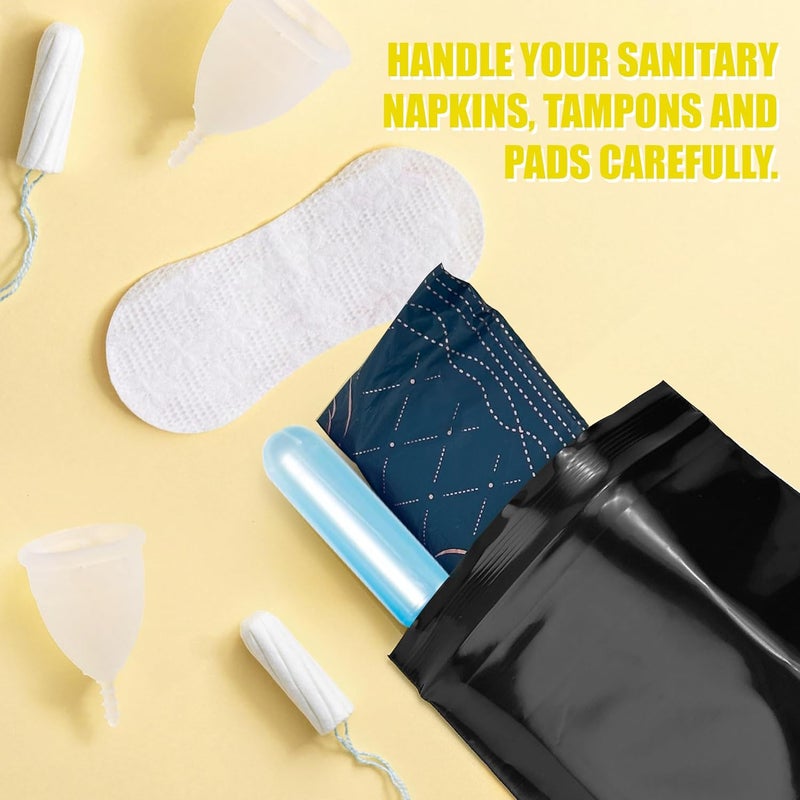 Cydioa Sanitary Napkin Disposal Bags, Women Tampon Disposal Bags for Feminine Hygiene, Self-sealing, Black, 120 pcs (4 x 6 inches) - Image 5